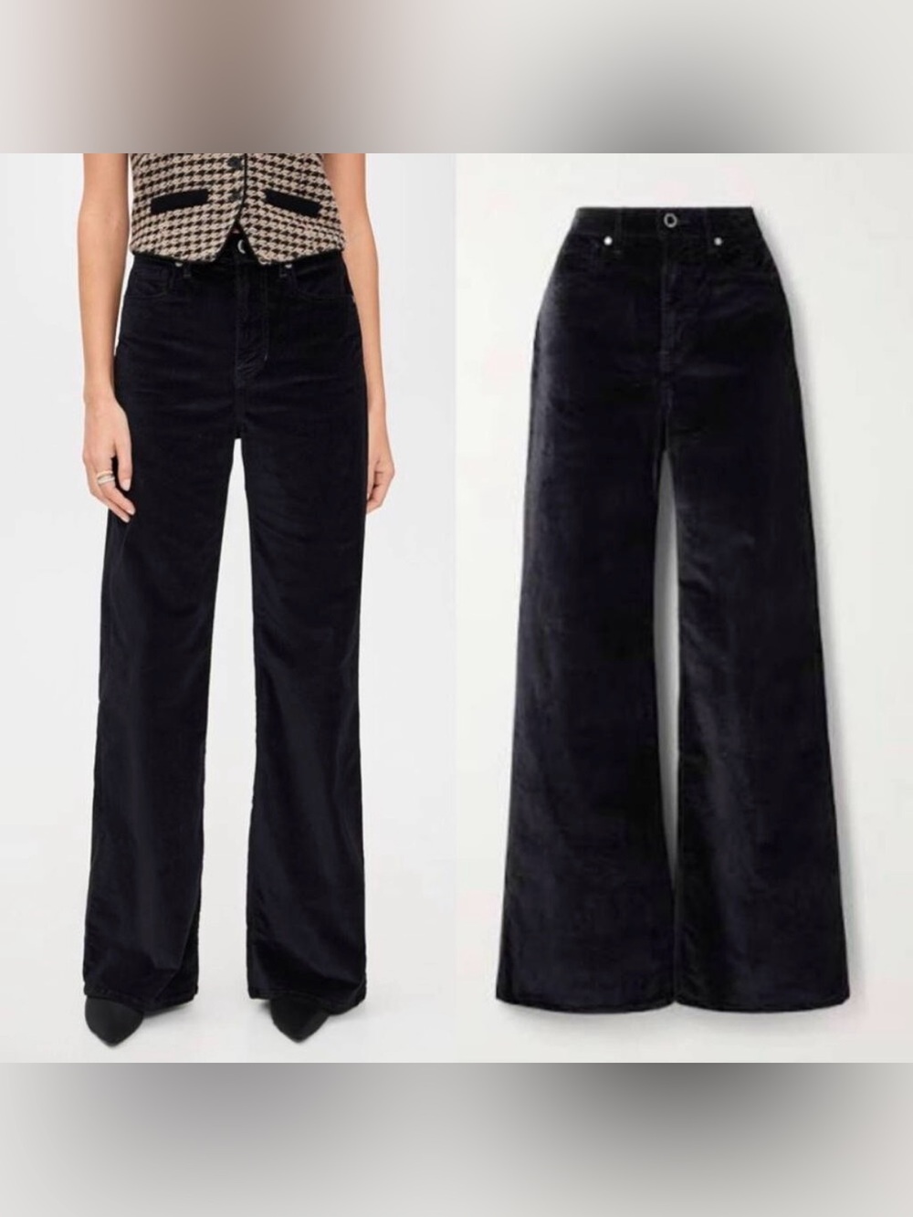 NWT Veronica Beard Black Wide-Leg Velvet Pants (retail $348)